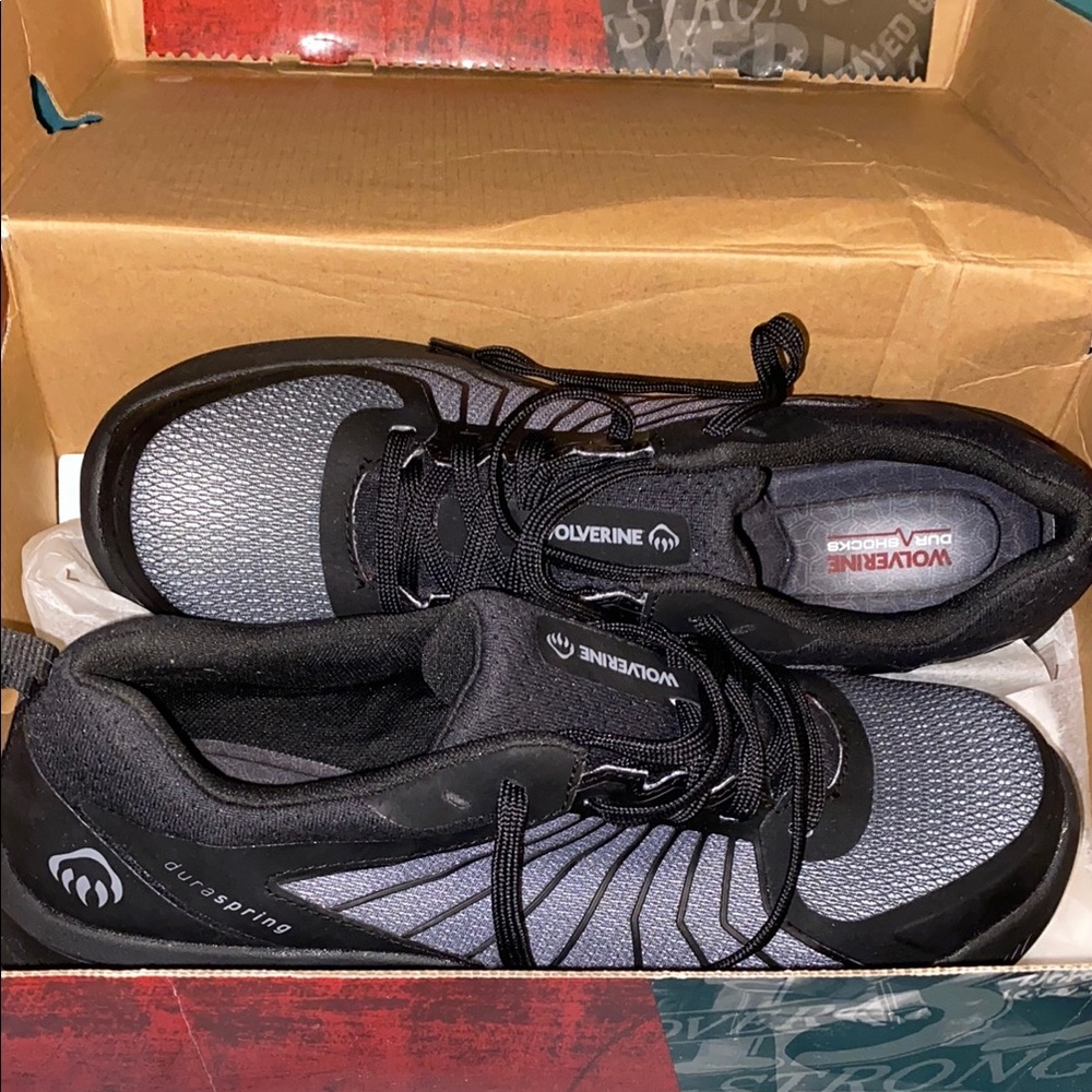 Wolverine Black and Gray Athletic Shoes with Breathable Mesh